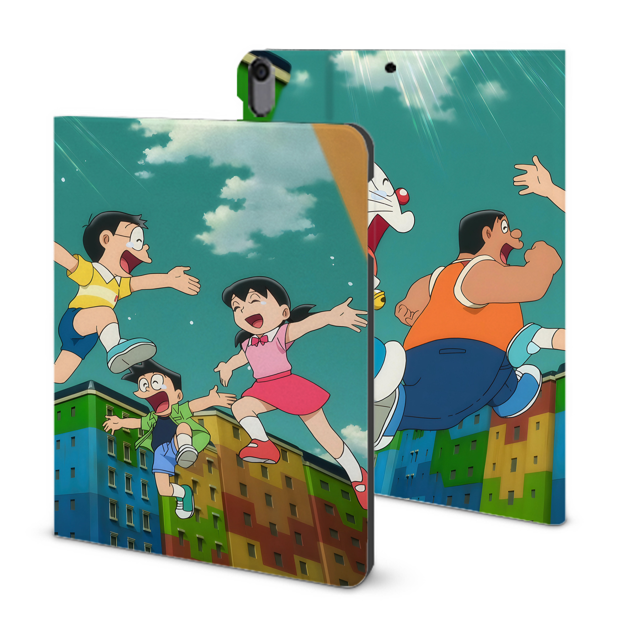 （画像用） ドラえもん Doraemon IPad ケース ブック型 PUレザー TPU 耐衝撃 軽量 薄型 ペン収納なし 全面保護 IPad 各モデル対応